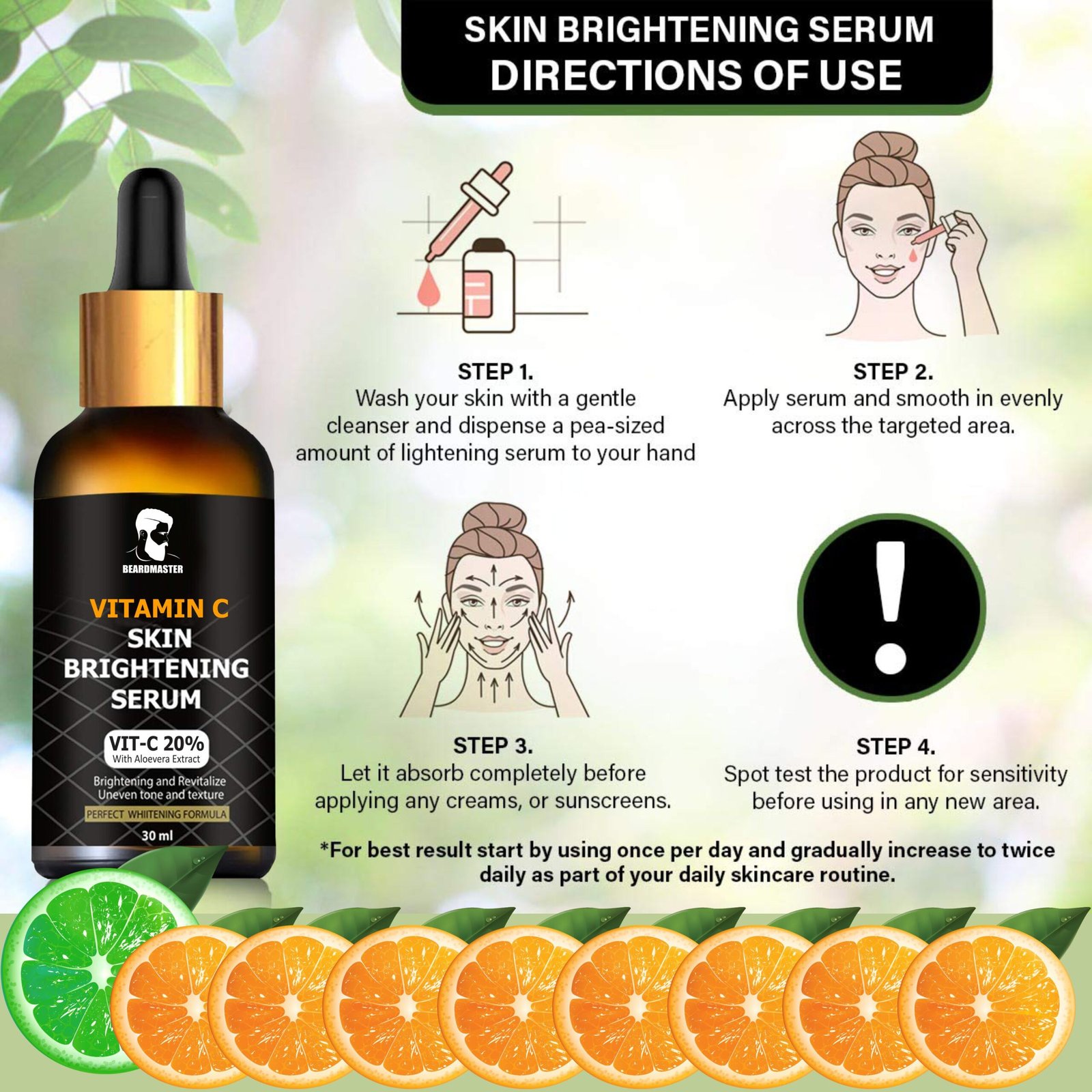 BEARDMASTER Vitamin C Serum for face with hyaluronic acid & Aloe Vera Extract (30 ml) - Image 2