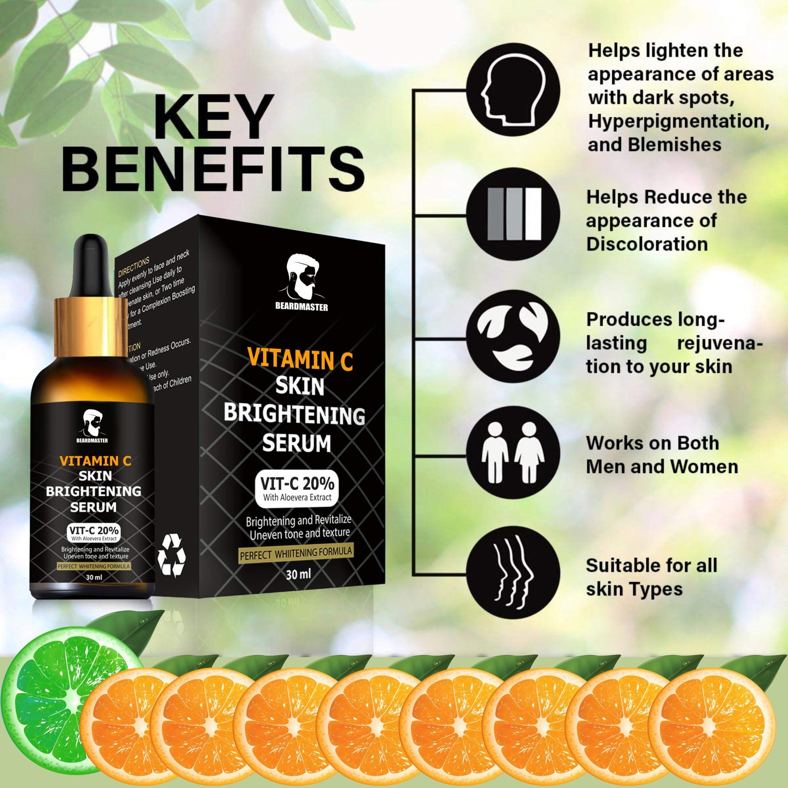 BEARDMASTER Vitamin C Serum for face with hyaluronic acid & Aloe Vera Extract (30 ml) - Image 5